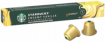 10 קפסולות קפה Starbucks אלומיניום תואמות נספרסו וניל קלייה בהירה חוזק 5