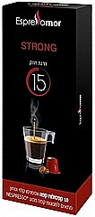 10 קפסולות Espressomor STRONG למכונת נספרסו חוזק 15 10 קפסולות Espressomor STRONG למכונת נספרסו חוזק 15