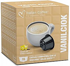 16 קפסולות איטלקיות תואמות דולצה גוסטו Italian Coffee Dolce Gusto Vanilciok White chocolate and vanilla 16 קפסולות איטלקיות תואמות דולצה גוסטו Italian Coffee Dolce Gusto Vanilciok White chocolate and vanilla