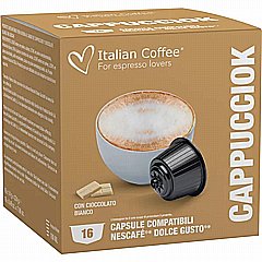 16 קפסולות איטלקיות תואמות דולצה גוסטו Italian Coffee White Chocolate Cappuccino cappucciok 16 קפסולות איטלקיות תואמות דולצה גוסטו Italian Coffee White Chocolate Cappuccino cappucciok