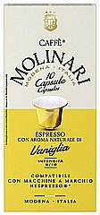 10 קפסולות תואם נספרסו Caffe Molinari Espresso Vaniglia חוזק 9/10 10 קפסולות תואם נספרסו Caffe Molinari Espresso Vaniglia חוזק 9/10