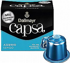 10 קפסולות אלומיניום תואמות נספרסו Dallmayr Capsa Lungo Azzurro חוזק 8 10 קפסולות אלומיניום תואמות נספרסו Dallmayr Capsa Lungo Azzurro חוזק 8