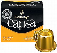 10 קפסולות אלומיניום תואמות נספרסו Dallmayr Capsa Lungo Belluno חוזק 5 10 קפסולות אלומיניום תואמות נספרסו Dallmayr Capsa Lungo Belluno חוזק 5