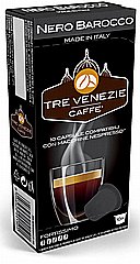 10 קפסולות תואם נספרסו תוצרת איטליה Tre Venezie Nero Barocco Fortissimo חוזק 5/5 10 קפסולות תואם נספרסו תוצרת איטליה Tre Venezie Nero Barocco Fortissimo חוזק 5/5