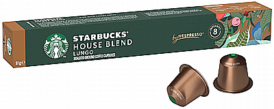 10 קפסולות קפה Starbucks אלומיניום תואמות נספרסו בטעם האוס בלנד חוזק 8