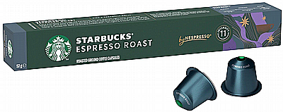 10 קפסולות קפה Starbucks אלומיניום תואמות נספרסו בטעם אספרסו חוזק 11