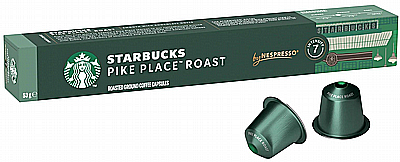 10 קפסולות קפה Starbucks אלומיניום תואמות נספרסו בטעם פייק פלייס חוזק 7