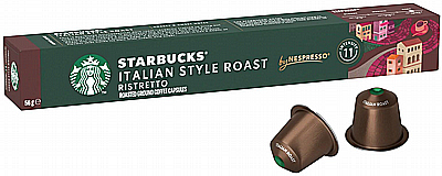 10 קפסולות קפה Starbucks אלומיניום תואמות נספרסו בטעם איטליאן סטייל חוזק 11